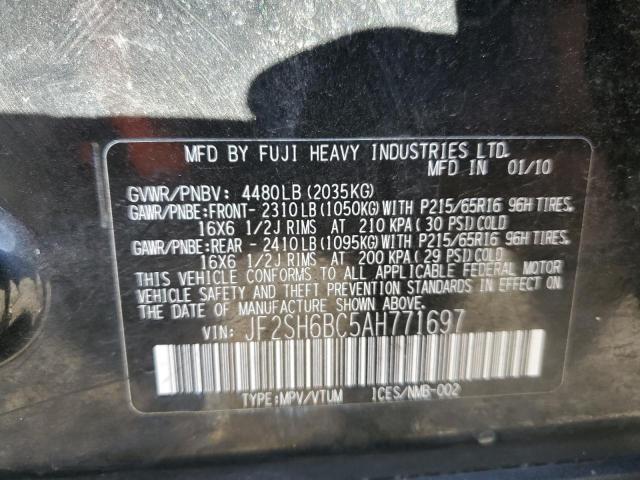 JF2SH6BC5AH771697 - 2010 SUBARU FORESTER XS Negro foto 13