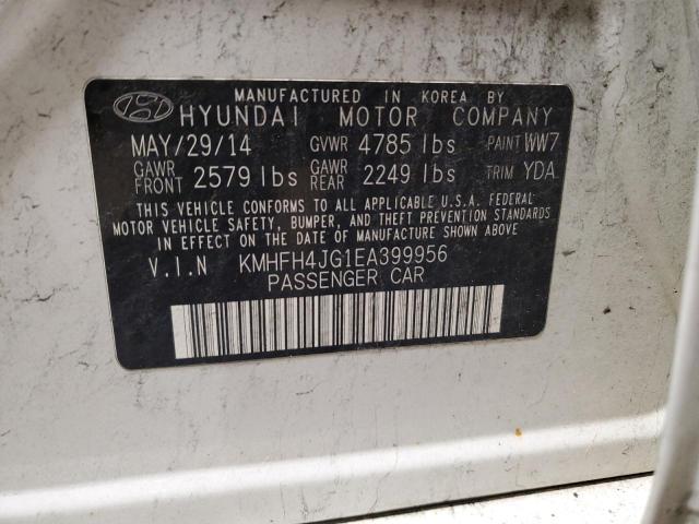 KMHFH4JG1EA399956 - 2014 HYUNDAI AZERA GLS WHITE photo 12