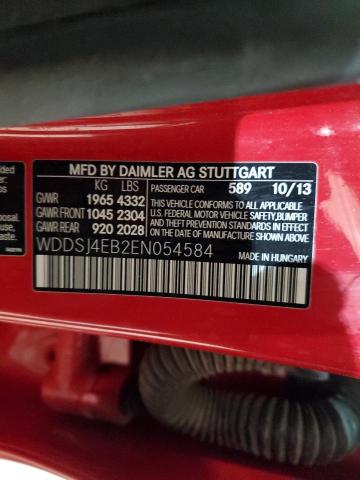 WDDSJ4EB2EN054584 - 2014 MERCEDES-BENZ CLA 250 RED photo 12