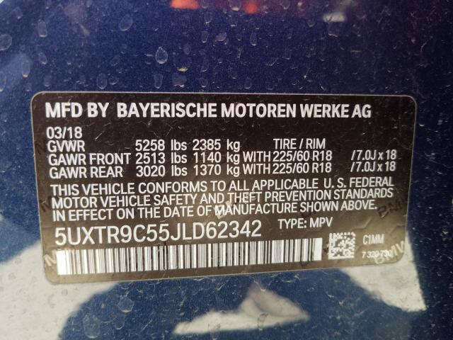 5UXTR9C55JLD62342 - 2018 BMW X3 XDRIVE30I  ფოტო 10