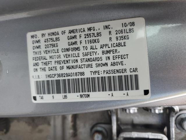 1HGCP36829A018788 - 2009 HONDA ACCORD EXL SILVER photo 12