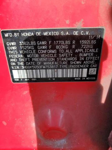 3HGGK5G50FM753817 - 2015 HONDA FIT LX RED photo 12