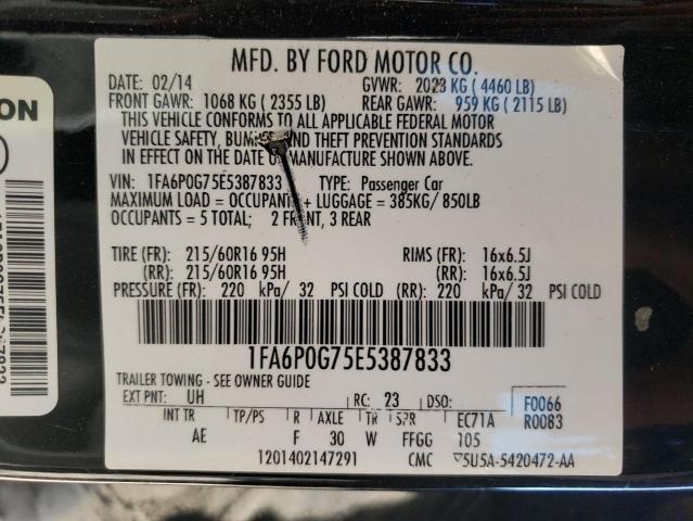 1FA6P0G75E5387833 - 2014 FORD FUSION S BLACK photo 13