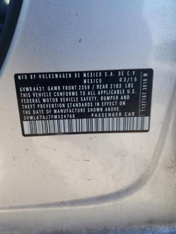 3VWLA7AJ7FM324768 - 2015 VOLKSWAGEN JETTA TDI SILVER photo 12