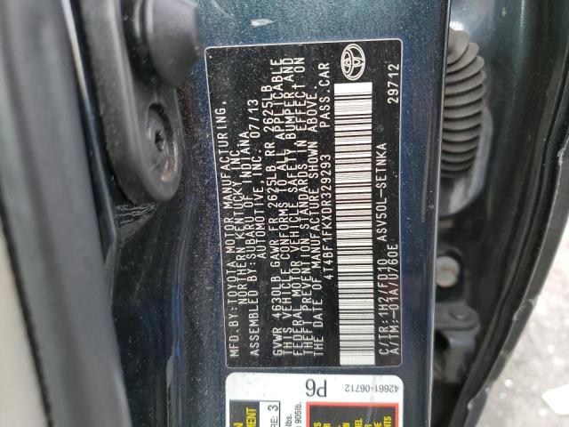 4T4BF1FKXDR329293 - 2013 TOYOTA CAMRY L BLACK photo 12