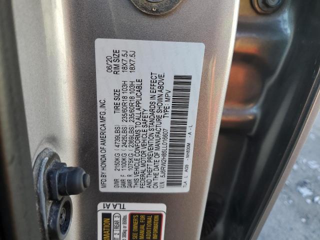 5J6RW2H85LL016607 - 2020 HONDA CR-V EXL SILVER photo 13