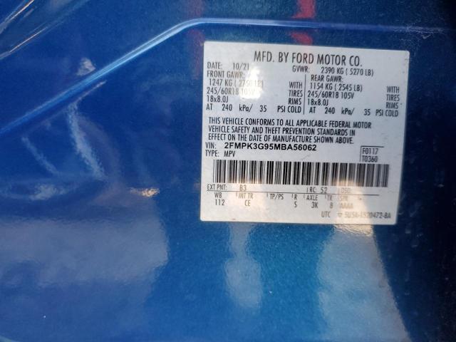 2FMPK3G95MBA56062 - 2021 FORD EDGE SE BLUE photo 12