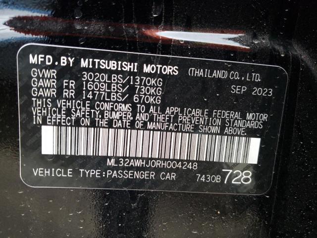 ML32AWHJ0RH004248 - 2024 MITSUBISHI MIRAGE SE BLACK photo 13