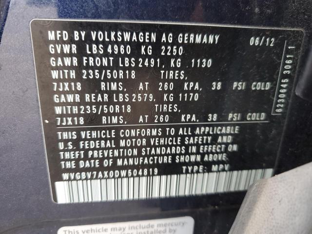 WVGBV7AX0DW504819 - 2013 VOLKSWAGEN TIGUAN S SILVER photo 13