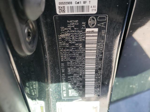 2T1KR32E96C615797 - 2006 TOYOTA COROLLA MA XR BLACK photo 12