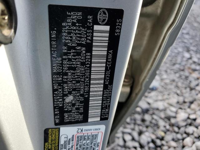 4T1BE32K36U743288 - 2006 TOYOTA CAMRY LE SILVER photo 12