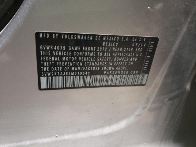3VW2K7AJ8EM319649 - 2014 VOLKSWAGEN JETTA BASE SILVER photo 12