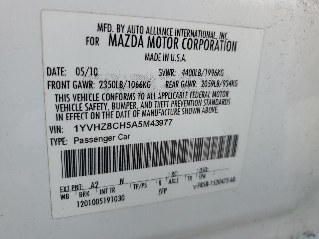 1YVHZ8CH5A5M43977 - 2010 MAZDA 6 I WHITE photo 13