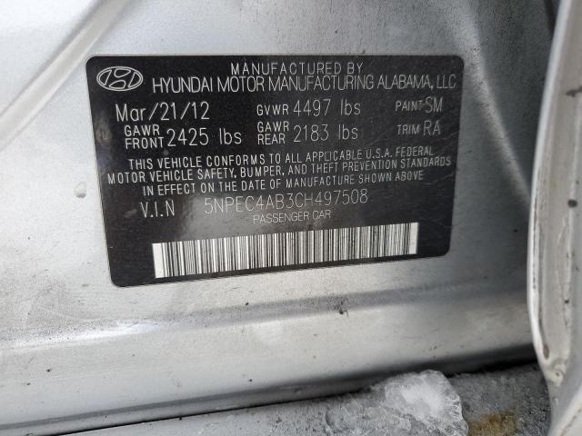 5NPEC4AB3CH497508 - 2012 HYUNDAI SONATA SE GRAY photo 12