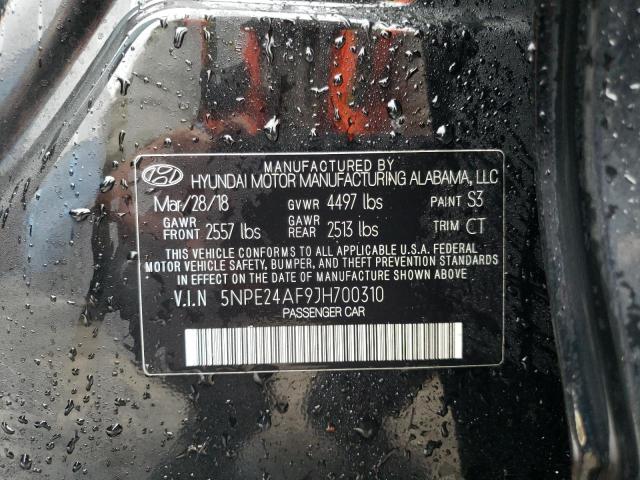 5NPE24AF9JH700310 - 2018 HYUNDAI SONATA SE BLACK photo 12