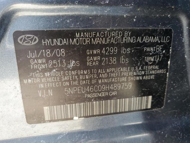 5NPEU46C09H489759 - 2009 HYUNDAI SONATA SE BLUE photo 12