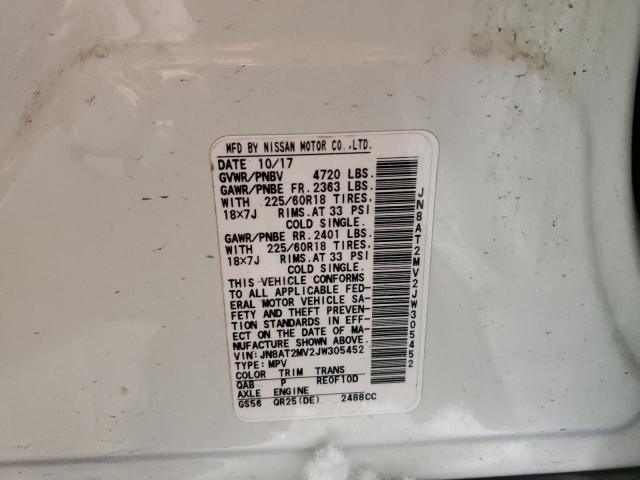 JN8AT2MV2JW305452 - 2018 NISSAN ROGUE S WHITE photo 13