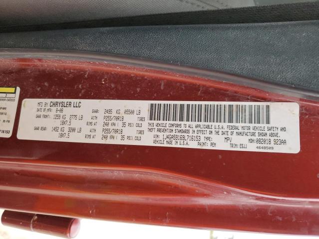 1J4GA59169L716153 - 2009 JEEP WRANGLER U SAHARA MAROON photo 13