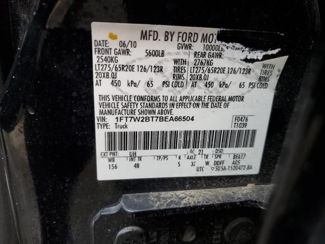 1FT7W2BT7BEA66504 - 2011 FORD F250 SUPER DUTY BLACK photo 12