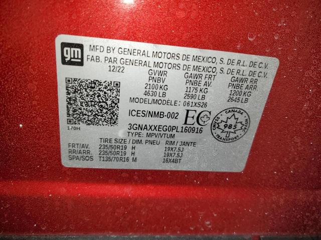 3GNAXXEG0PL160916 - 2023 CHEVROLET EQUINOX PREMIER RED photo 13