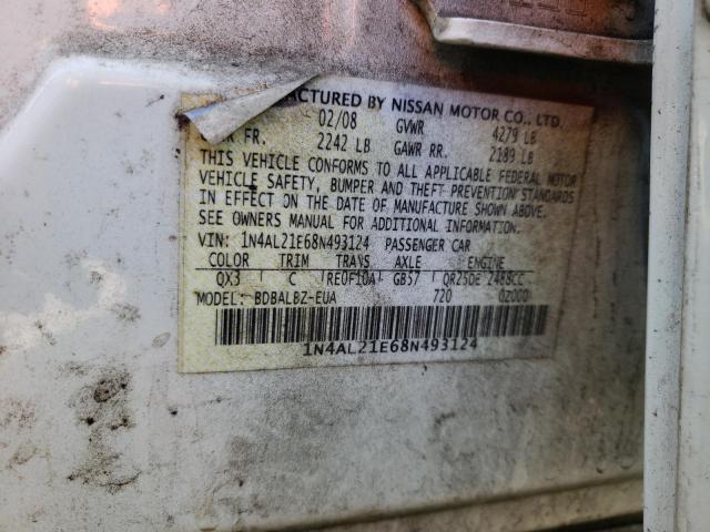 1N4AL21E68N493124 - 2008 NISSAN ALTIMA 2.5 WHITE photo 12