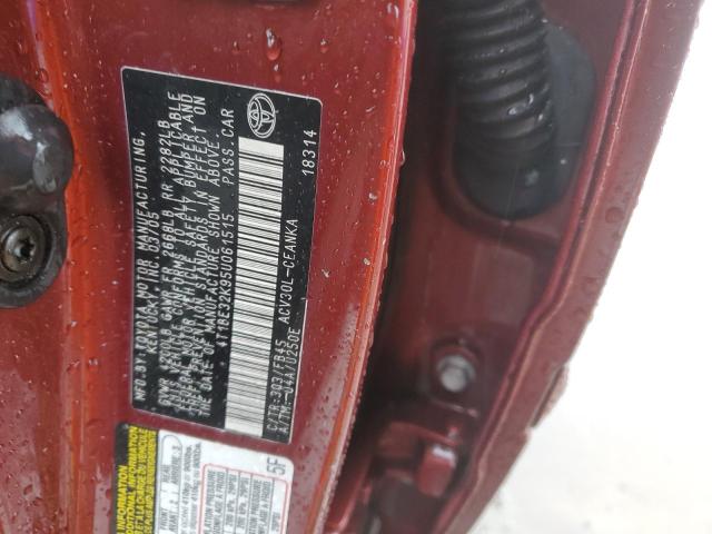 4T1BE32K95U061515 - 2005 TOYOTA CAMRY LE BURGUNDY photo 12