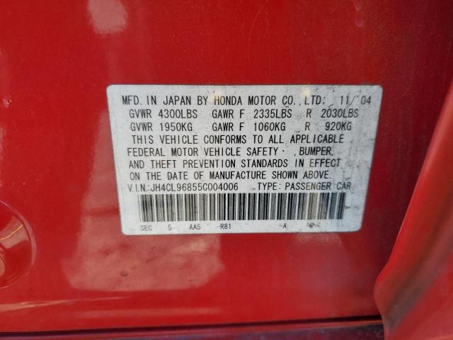 JH4CL96855C004006 - 2005 ACURA TSX RED photo 12