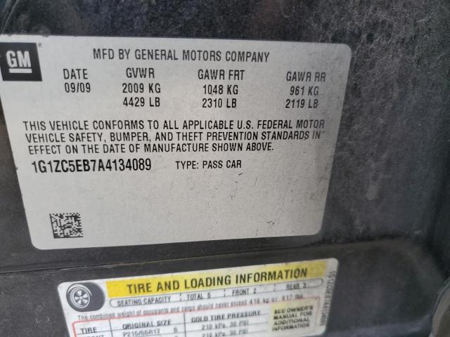 1G1ZC5EB7A4134089 - 2010 CHEVROLET MALIBU 1LT შავი ფოტო 12