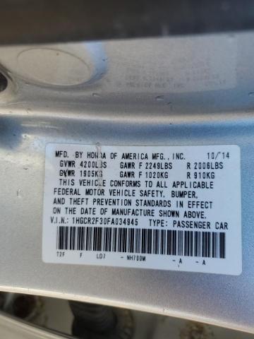 1HGCR2F30FA034945 - 2015 HONDA ACCORD LX SILVER photo 12