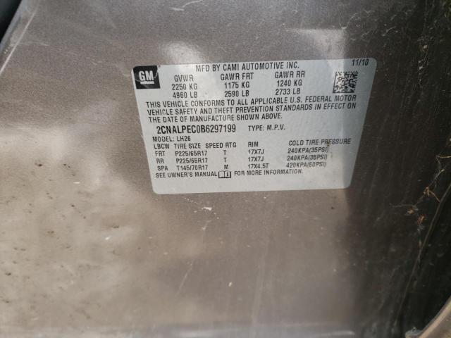 2CNALPEC0B6297199 - 2011 CHEVROLET EQUINOX LT GRAY photo 12