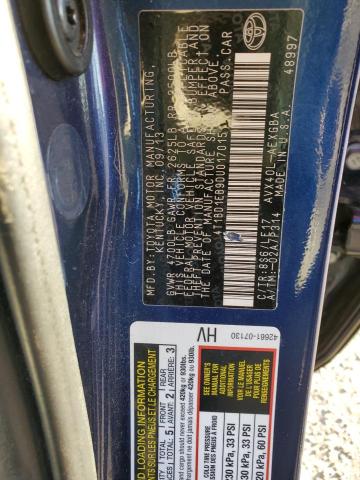 4T1BD1EB9DU017015 - 2013 TOYOTA AVALON HYBRID BLUE photo 13