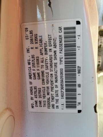 1HGCP36859A050800 - 2009 HONDA ACCORD EXL WHITE photo 12