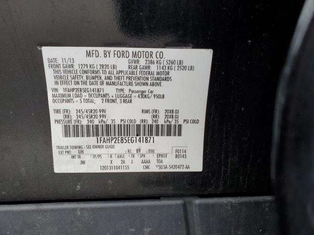 1FAHP2E85EG141871 - 2014 FORD TAURUS SEL BLACK photo 12