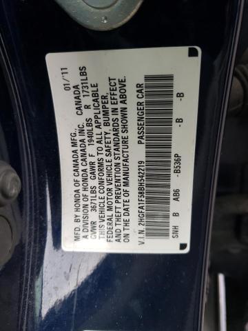 2HGFA1F58BH542219 - 2011 HONDA CIVIC LX BLUE photo 12