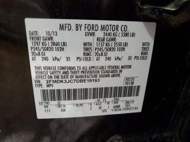 2FMDK3JC7DBE19193 - 2013 FORD EDGE SEL PURPLE photo 12