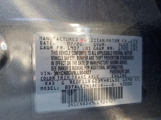 3N1CN8DV9LL904927 - 2020 NISSAN VERSA S GRAY photo 13