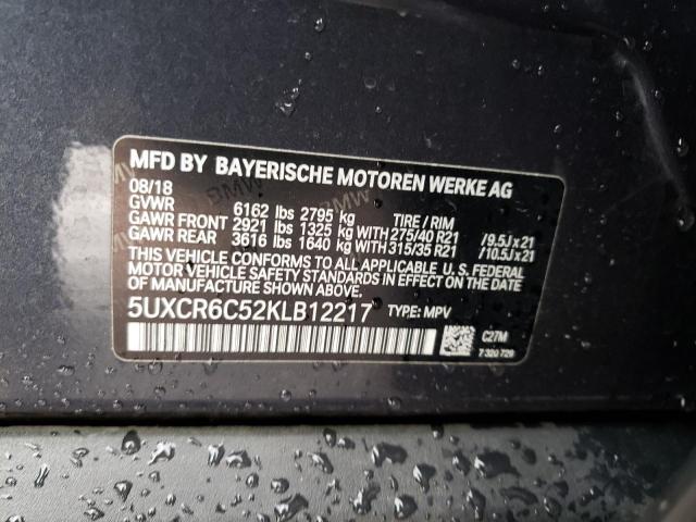 5UXCR6C52KLB12217 - 2019 BMW X5 XDRIVE40I 灰色 照片 13