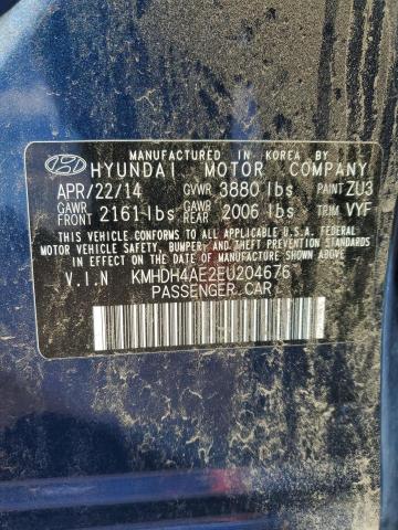 KMHDH4AE2EU204676 - 2014 HYUNDAI ELANTRA SE BLUE photo 12