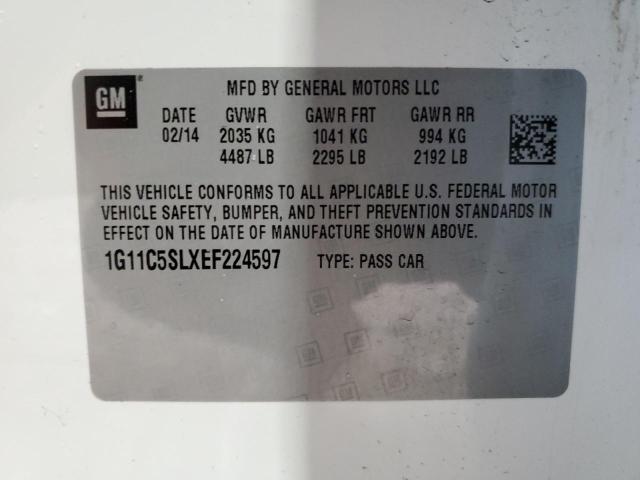 1G11C5SLXEF224597 - 2014 CHEVROLET MALIBU 1LT WHITE photo 13