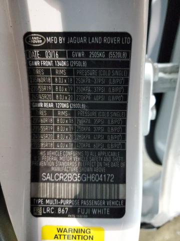 SALCR2BG5GH604172 - 2016 LAND ROVER DISCOVERY HSE WHITE photo 13