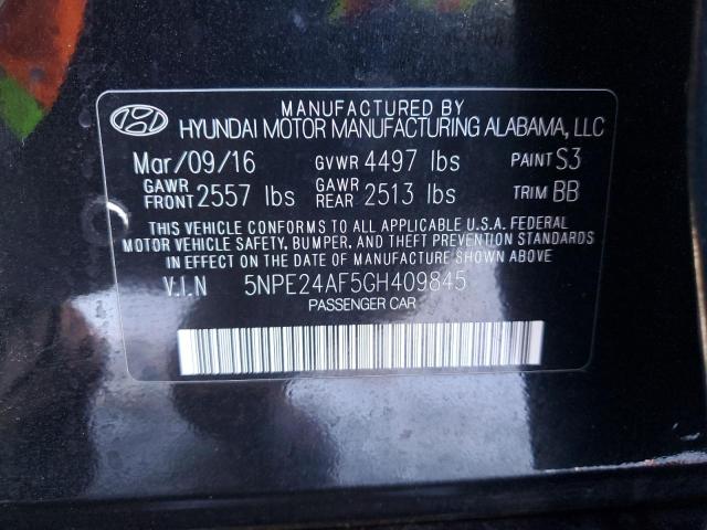 5NPE24AF5GH409845 - 2016 HYUNDAI SONATA SE BLACK photo 13