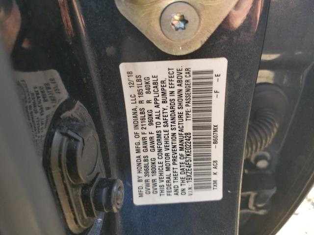 19XZE4F57KE022428 - 2019 HONDA INSIGHT EX CHARCOAL photo 12