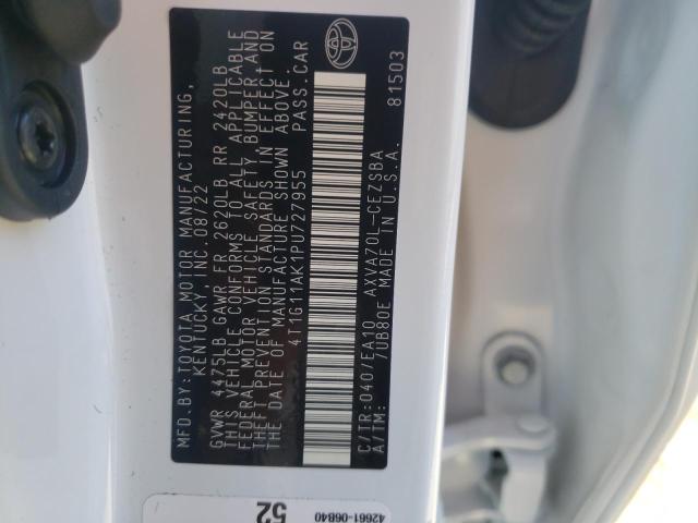 4T1G11AK1PU727955 - 2023 TOYOTA CAMRY SE NIGHT SHADE WHITE photo 12