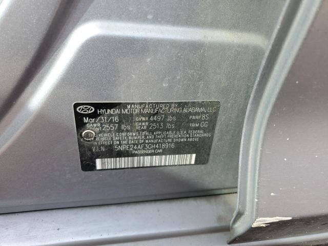 5NPE24AF3GH418916 - 2016 HYUNDAI SONATA SE SILVER photo 12