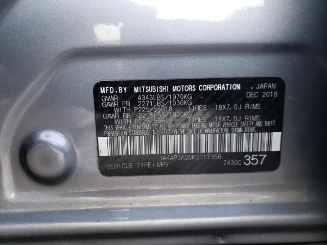 JA4AP3AU0KU017356 - 2019 MITSUBISHI OUTLANDER ES GRAY photo 13