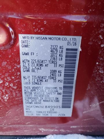 5N1AT2MV2GC849905 - 2016 NISSAN ROGUE S RED photo 13