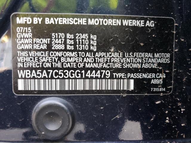 WBA5A7C53GG144479 - 2016 BMW 528 XI BLUE photo 12