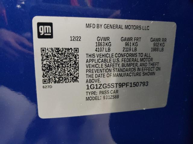 1G1ZG5ST9PF150793 - 2023 CHEVROLET MALIBU RS BLUE photo 12