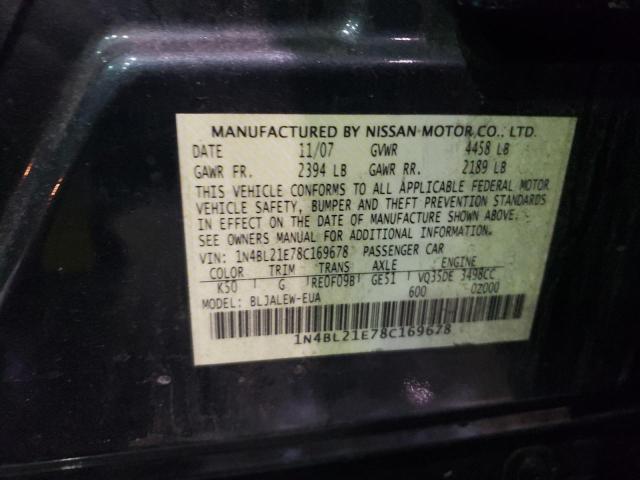 1N4BL21E78C169678 - 2008 NISSAN ALTIMA 3.5SE GRAY photo 12