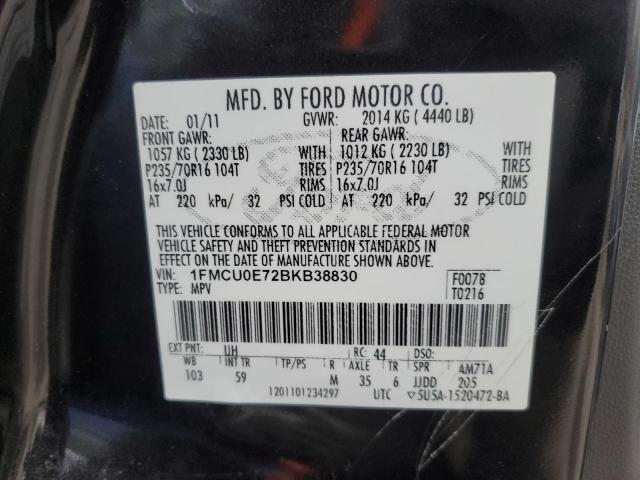 1FMCU0E72BKB38830 - 2011 FORD ESCAPE LIMITED BLACK photo 13